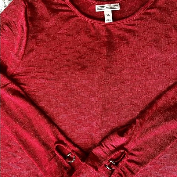 Womans Dana Buchman Long Sleeve Tunic Top Red Metal accents on sleeves, … - Picture 7 of 12